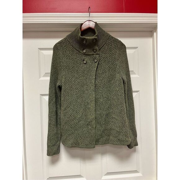Woolrich Olive Heather Mock Neck Six Button Cardigan Sweater sz M NWOT - Picture 1 of 7